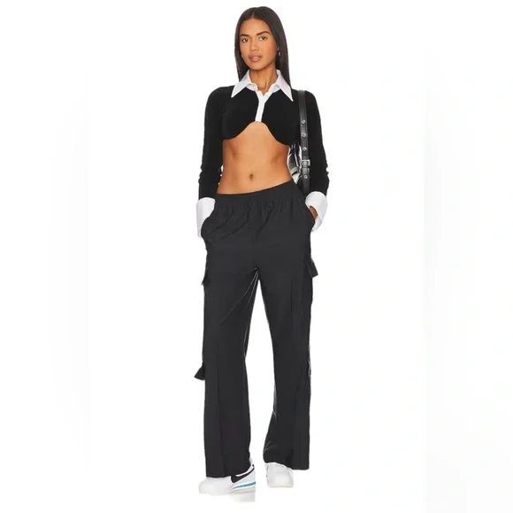 WeWoreWhat Wide Leg Black Utility Cargo Pant Size L - Picture 3 of 3